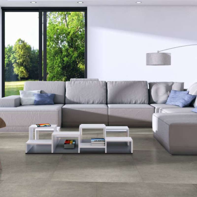 TFD Marble Light Grey Vinyl Raumbild Wohnzimmer